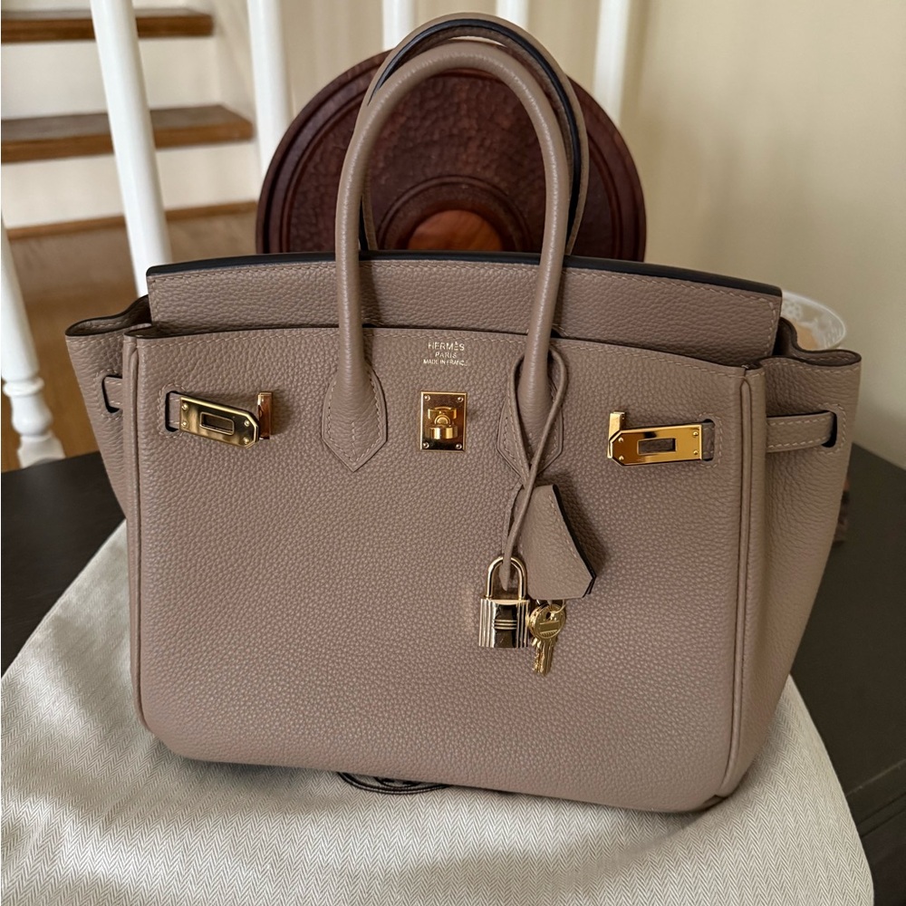 Birkin Togo25 Taupe Leather Handbag